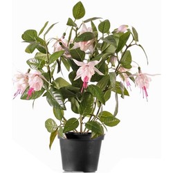 Bellatio flowers & plants Kunstplant met bloemen - fuchsia roze - 30 cm - Kamerplant met bloemetjes - Kunstplanten