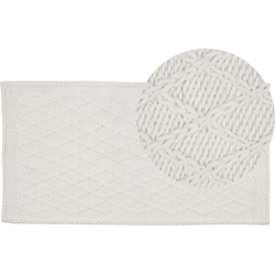 ERZIN - Laagpolig vloerkleed - Gebroken wit - 80 x 150 cm - Wol