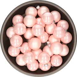 Kerstballen set van glas 36x stuks roze 6 cm - Kerstbal