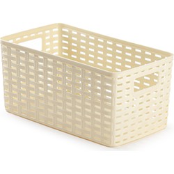 Plasticforte Opbergmand - Kastmand - rotan kunststof - ivoor wit - 6 Liter - 19 x 29 x 13 cm - Opbergmanden