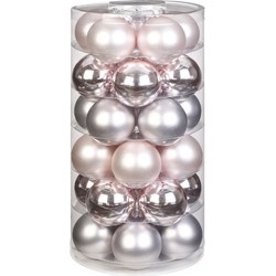 30x stuks glazen kerstballen lichtroze 6 cm glans en mat - Kerstbal