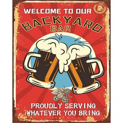 Clayre & Eef Tekstbord  20x25 cm Rood Ijzer Beer Wandbord