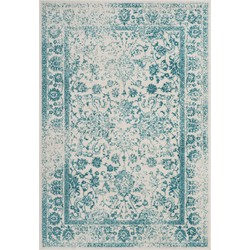 Safavieh Distressed Vintage Indoor Woven Area Rug, Adirondack Collection, ADR109, in Ivory & Teal, 183 X 274 cm