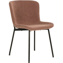 Maceda Dining Chair - Eetkamerstoel in bouclé, roest met zwarte poten - Set van 2