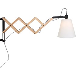 Mexlite - wandlamp - Dion - naturel - hout stof - bedlampje - E14 - 8852BE