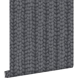 ESTAhome behang grof breisel zwart - 53 cm x 10,05 m - 148345
