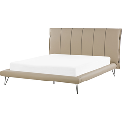 BETIN  - Tweepersoonsbed - Zandbeige - 160 x 200 cm - Kunstleer
