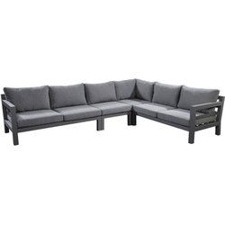 Loungeset Midori hoekset XL (met middenstuk), Grijs frame, grijze kussens