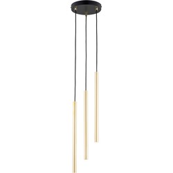 landelijke hanglamp Longo Zwart 3-lichts  - Ø5cm