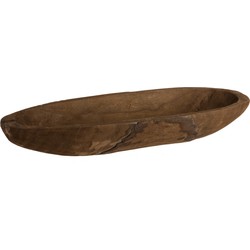 J-line - Schaal Ovaal Hout Donkerbruin - 56x19x9cm