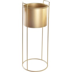 Bloempot Glamour Goud Rond met Standaard - Metaal - L - Ø 25 x H 65 cm