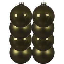 8x stuks kunststof kerstballen mos groen 10 cm glans/mat - Kerstbal