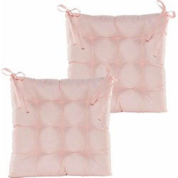Anna's collection Stoelkussen gewatteerd - 2x - licht roze - 38 x 38 cm - tuinstoelkussens