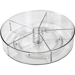 XIVADA Draaiplateau Hoog - Met 5 verdelers - 28 cm - Transparant