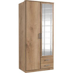 Kast 1 deur 1 spiegeldeur en 2 laden - L91 cm
