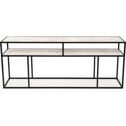 Stalux Side-table 'Teun' 200cm, kleur zwart / wit marmer