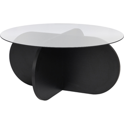 Salontafel met gekruiste poten en blad van gerookt glas Ø75 cm - AERIS