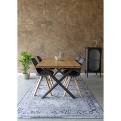 Eetkamerstoel Zwart - Kunstleer & Hout - Zithoogte 48cm - Set van 2