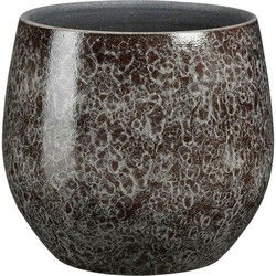 Plantenpot/bloempot terracotta - antraciet - D24 x H22 cm - binnen - Plantenpotten