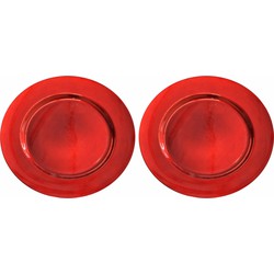 12x Ronde rode glimmende onderborden 33 cm voor een diner - Onderborden