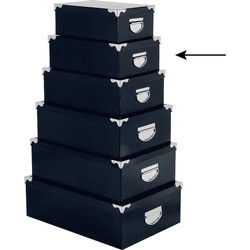 5Five Opbergdoos/box - donkerblauw - L32 x B21 x H12 cm - Karton - Opbergbox