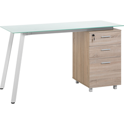 Beliani MONTEVIDEO - Bureau-Lichte houtkleur-Acrylglas, MDF