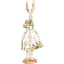 Clayre & Eef Decoratie Beeld Konijn 12x9x33 cm Beige Kunststof