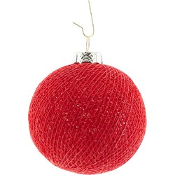 Cotton Balls kerstballen - rood - katoen - 6,5 cm - Kerstbal