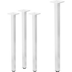 Set van 4 tafelpoten I-Design 72 cm wit glanzend van gepoedercoat staal hoekprofiel 4x4 cm In hoogte verstelbare meubelpoten 1-4 cm