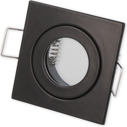 Groenovatie Inbouwspot, MR11 (35 mm), Vierkant, Aluminium, Waterdicht IP44, Mat Zwart