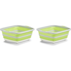 2x Wit/groene afwasteil/afwasbakken inklapbaar 40 x 32 cm - Afwasbak