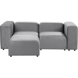 FALSTERBO - Modulaire tweezitsbank met ottomaan - Grijs - Fluweel