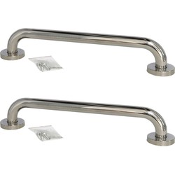 2x stuks badkamer/douche wand handgreep rvs metaal zilver 42 cm - Badkameraccessoireset