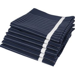 Twentse Damast Theedoekenset - 6 stuks - Pine Streep Navy Blauw