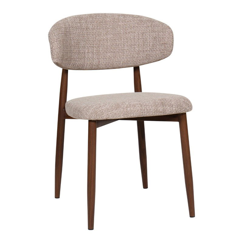 Eetkamerstoel - Taupe Stof - Zithoogte 47cm - 54x52x78cm - Alexia - Set van 2 - 