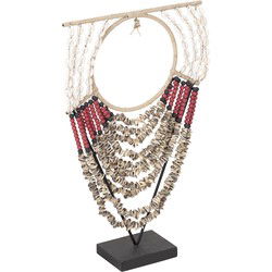 MUST Living Statue Havana,50x30x10 cm, wooden pearl necklage with natural - black - red beads