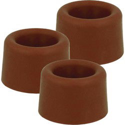 AMIG Deurstopper/deurbuffer - 6x - D23mm - inclusief schroeven - rubber - bruin - Deurstoppers