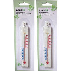 Kunststof Thermometer Wit voor binnen of buiten set van 2 stuks