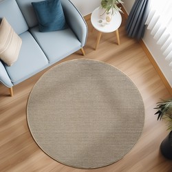 Loom Uni Effen Vloerkleed - Rond - Uni Kleur - Beige - Woonkamer Slaapkamer Tapijt - Laagpolig- 160 CM ROND