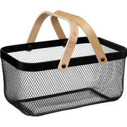 5Five draadmand/fruitschaal Maya - rechthoek - zwart - 40 x 27 x 19 cm - Fruitschalen