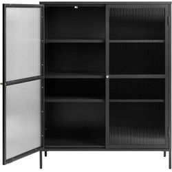 Vitrinekast Zwart - 40x110,9x140cm - Metaal - Kast Bronco