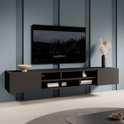 Meubella - TV-Meubel Charo - Mat zwart - 208 cm