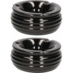 Bookwill Terrasasbak - 2x - 15x9.5cm - zwart - keramiek - stormasbak - Asbakken