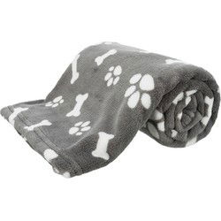 TRIXIE HONDENDEKEN KENNY FLEECE BOT / POOTJES GRIJS 100X75 CM