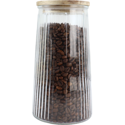 OTIX Voorraadpot - Glas - met Deksel - Snoeppot - 1300ml - Acacia - Wood -  Voedselopbergers - Koffiepads Bewaarbus - SIRIUS