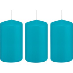 5x Kaarsen turquoise blauw 5 x 10 cm 23 branduren sfeerkaarsen - Stompkaarsen