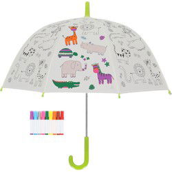 Inkleurparaplu Jungledieren + 9 Stiften