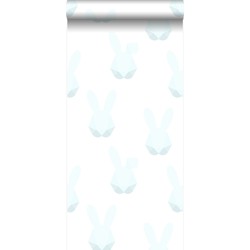 Origin behang origami konijnen pastelblauw