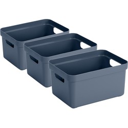 Sunware Opbergbox Sigma - 3x - kunststof - donkerblauw - 5 liter - Opbergbox