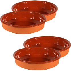 4x Terracotta tapas borden/schalen 21 cm en 18 cm - Snack en tapasschalen